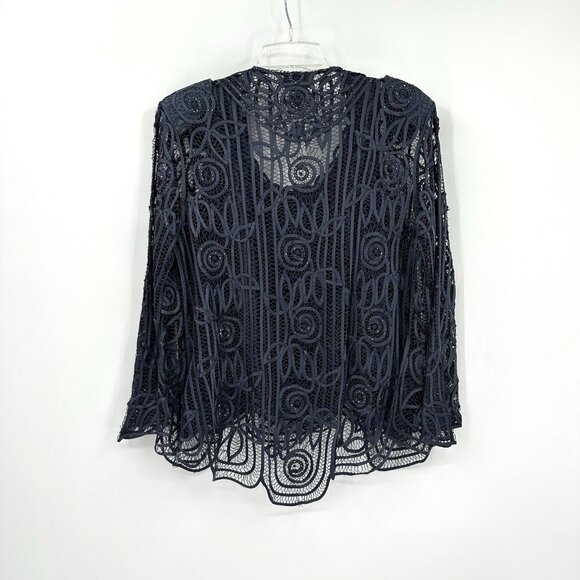 SOULMATES 3 piece set skirt jacket shell silk formal beaded evening graphite L - Picture 8 of 16